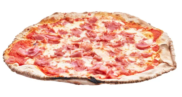 Ενιαία Prosciutto Ιταλική Πίτσα Απομονώνονται Λευκό Φόντο — Φωτογραφία Αρχείου