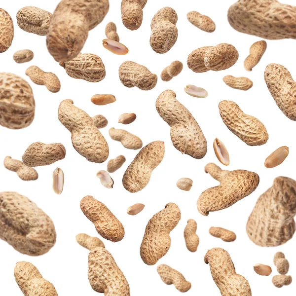 Bunch Peanuts Isolated White Background — Stock Photo, Image