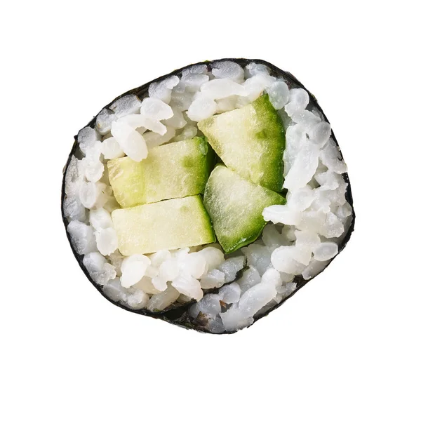 Único Pepino Sushi Maki Isolado Fundo Branco — Fotografia de Stock