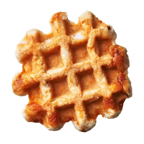  Beyaz arka planda izole edilmiş tek bir lezzetli waffle.