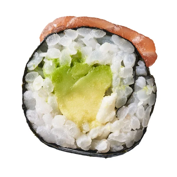 Jedno Avokádo Losos Sushi Maki Izolované Bílém Pozadí — Stock fotografie