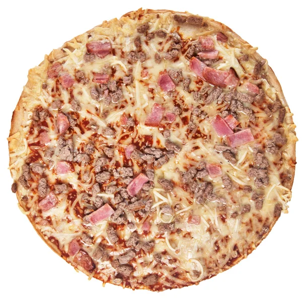 在白色背景上隔离的单烤肉意大利披萨 — 图库照片
