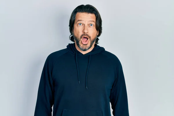 Middle Age Caucasian Man Wearing Casual Sweatshirt Afraid Shocked Surprise — Stock Photo, Image