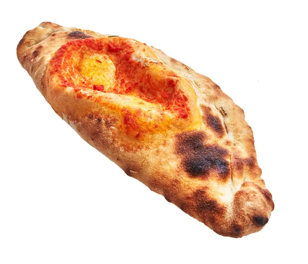 Single Calzone Italiensk Pizza Isolerad Över Vit Bakgrund — Stockfoto