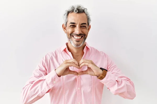 Middle Age Hispanic Man Standing Isolated Background Smiling Love Doing — Stockfoto