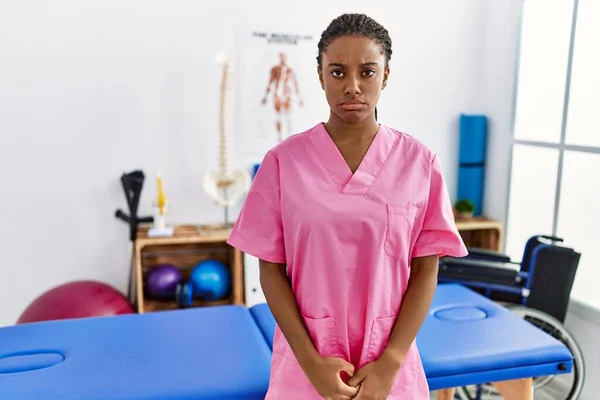 Young African American Woman Working Pain Recovery Clinic Depressed Worry — 스톡 사진