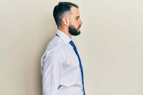 Young Man Beard Wearing Business Tie Looking Side Relax Profile — Foto de Stock