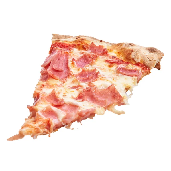 Kawałek Włoskiej Pizzy Prosciutto Izolowany Białym Tle — Zdjęcie stockowe