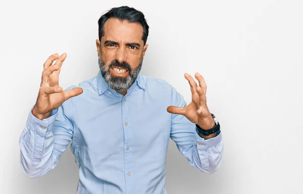 Mann Mittleren Alters Mit Bart Businesshemd Frustriert Vor Wut Schreiend — Stockfoto