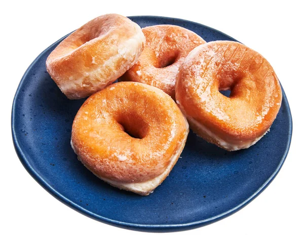 Plate Glazed Doughnuts Isolated White Background — Stock Photo, Image