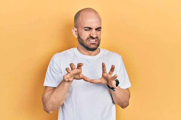 Young Bald Man Wearing Casual White Shirt Disgusted Expression Displeased — Stock Fotó