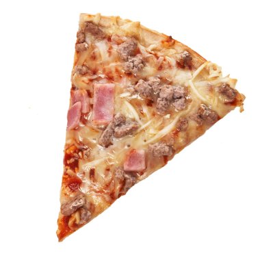  Beyaz arka planda izole edilmiş ızgara İtalyan pizzası.