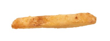  Tek kızarmış patates, beyaz arka planda izole edilmiş.