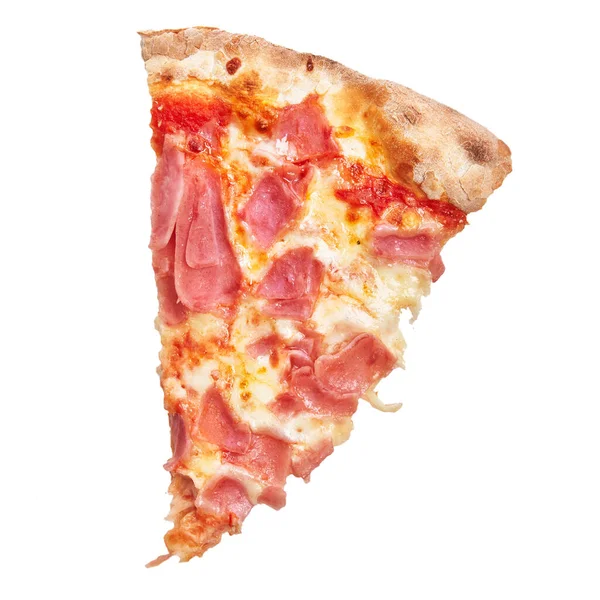 Φέτα Από Προσούτο Ιταλική Πίτσα Απομονωμένη Λευκό Φόντο — Φωτογραφία Αρχείου