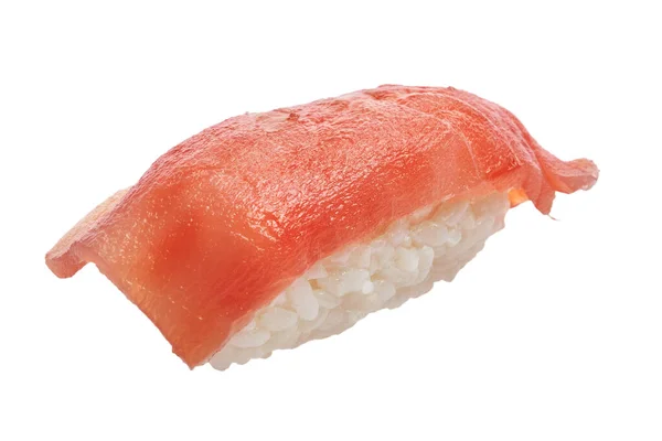 Pojedyncze Sushi Nigiri Łososiowe Izolowane Białym Tle — Zdjęcie stockowe