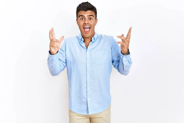 Young Hispanic Man Wearing Business Shirt Standing Isolated Background Celebrating — Fotografia de Stock