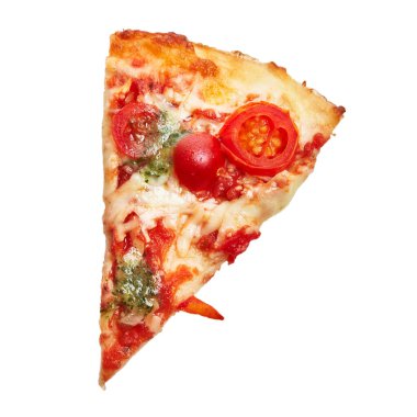  Beyaz arka planda izole edilmiş Caprese İtalyan pizzası.