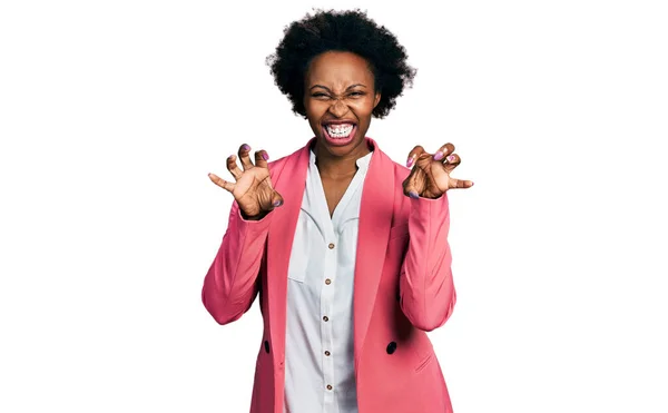 Africano Americano Mulher Com Cabelo Afro Vestindo Jaqueta Negócios Sorrindo — Fotografia de Stock
