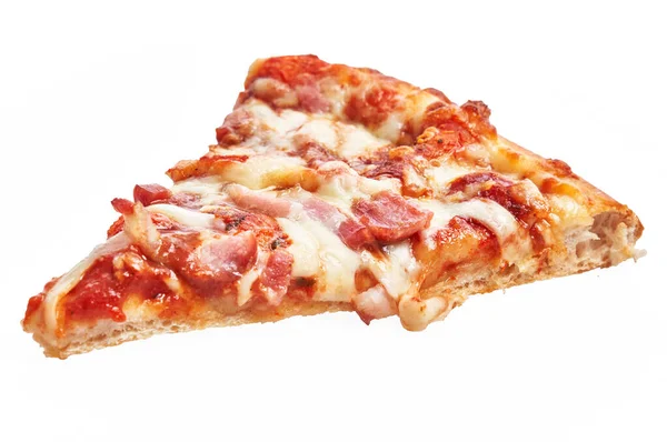 Scheibe Italienische Speckpizza Auf Weißem Hintergrund — Stockfoto