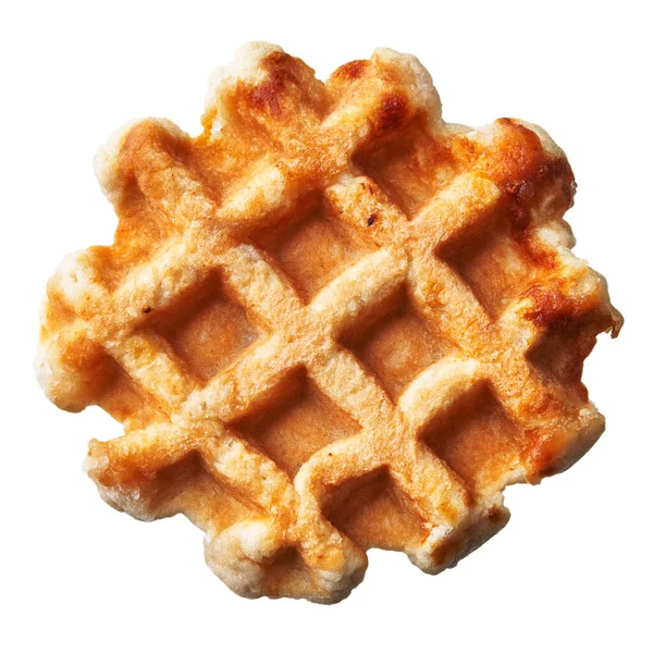 Single Delicious Waffle Isolated White Background — Stock Photo, Image