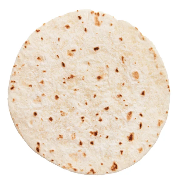 Eine Mexikanische Burrito Tortilla Auf Weißem Hintergrund — Stockfoto