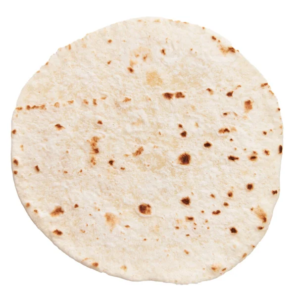 Een Mexicaanse Burrito Tortilla Witte Geïsoleerde Achtergrond — Stockfoto