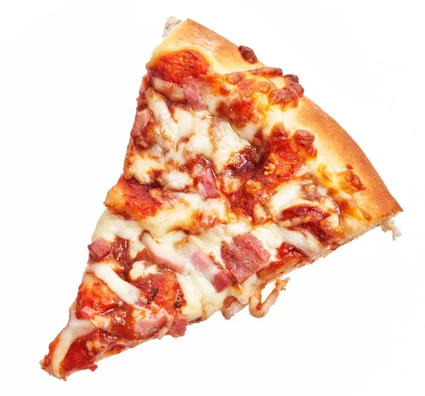 Řez Italské Slaniny Pizza Přes Bílé Izolované Pozadí — Stock fotografie