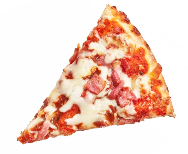 Scheibe Italienische Speckpizza Auf Weißem Hintergrund — Stockfoto