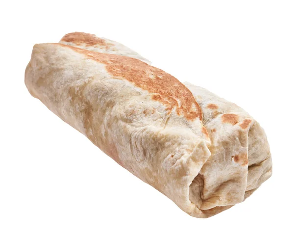 Burrito Messicano Sfondo Bianco Isolato — Foto Stock