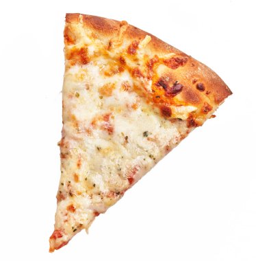  Beyaz izole edilmiş arka planda 4 dilim İtalyan peynirli pizza.