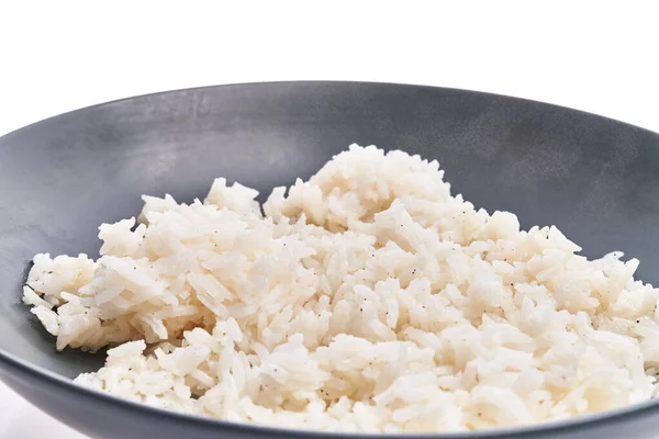 Beyaz Izole Arka Planda Bir Kase Lezzetli Pirinç — Stok fotoğraf