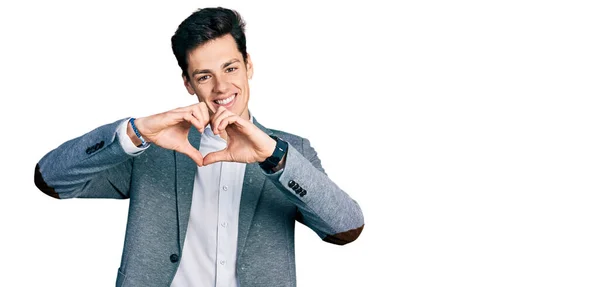 Jonge Latijns Amerikaanse Man Draagt Zakelijke Kleding Glimlachend Liefde Doen — Stockfoto