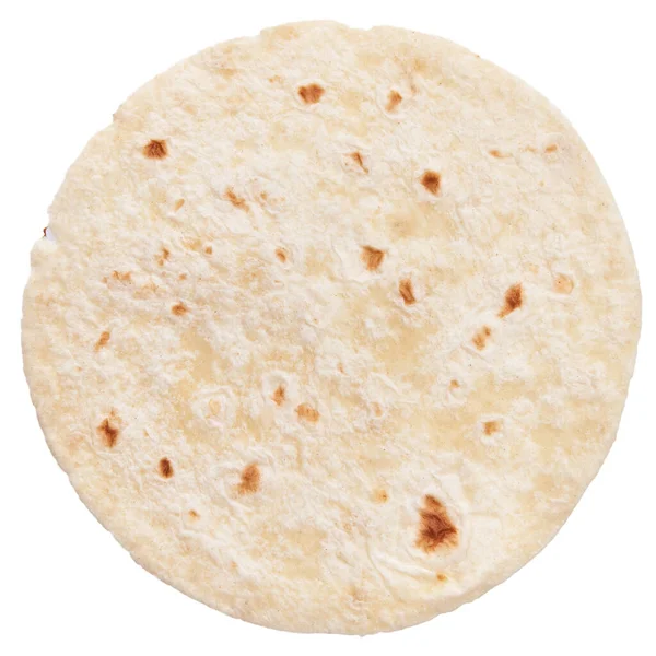 Eine Mexikanische Burrito Tortilla Auf Weißem Hintergrund — Stockfoto