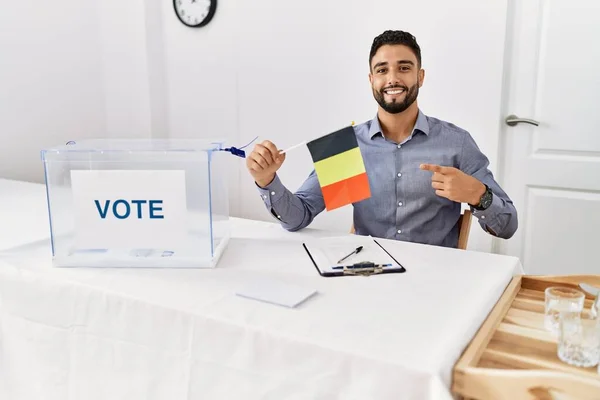 Young Handsome Man Beard Political Campaign Election Holding Germany Flag — Stock Photo, Image