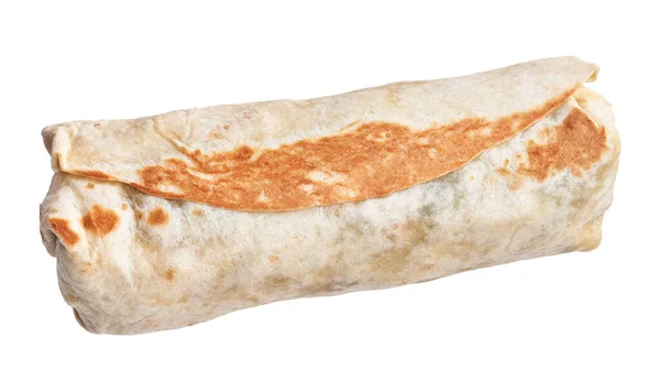 Jedno Meksykańskie Burrito Białym Tle — Zdjęcie stockowe