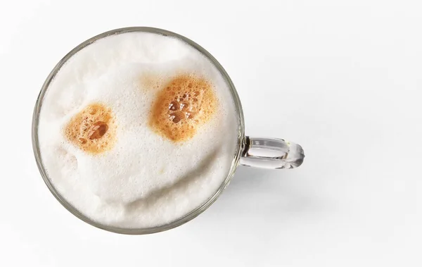 Uma Xícara Café Cappuccino Sobre Fundo Isolado Branco — Fotografia de Stock