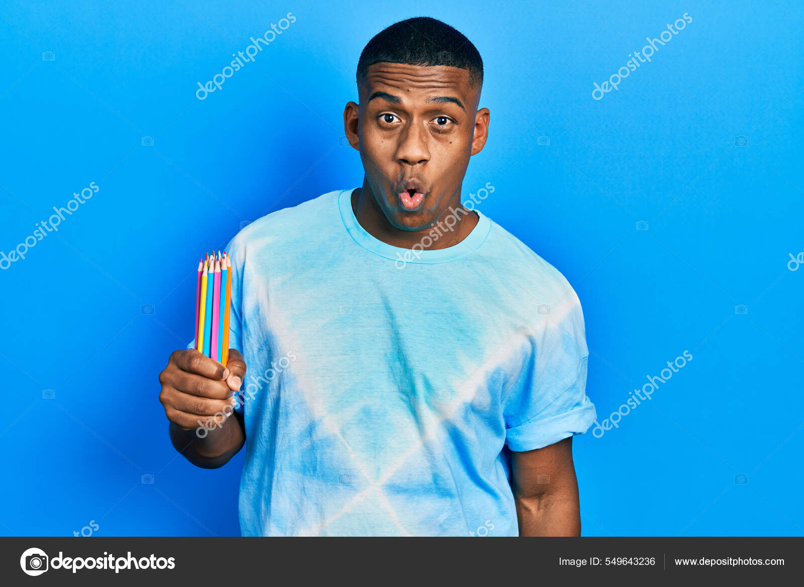 Scared black man face. Stock Photo