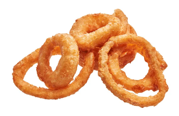 Bunch Fried Onion Rings White Isolated Background — Stock Photo, Image