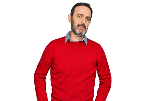Homem Hispânico Meia Idade Vestindo Roupas Casuais Relaxado Com Expressão — Fotografia de Stock