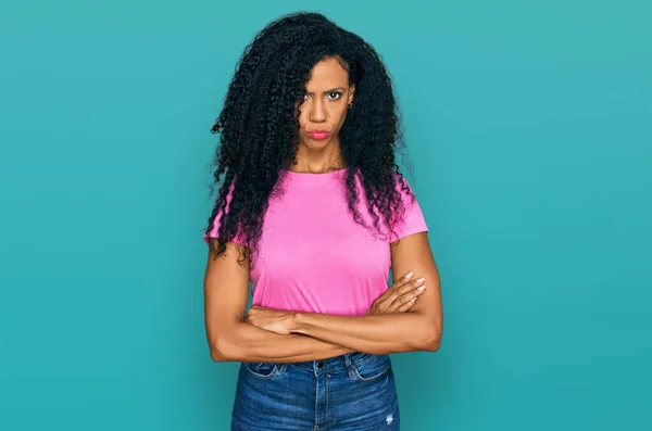 Middle Age African American Woman Wearing Casual Clothes Skeptic Nervous — Stock Photo, Image