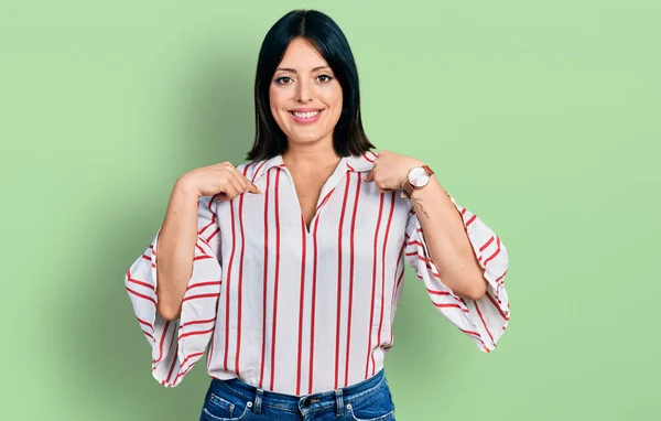 Young Hispanic Girl Wearing Casual Clothes Looking Confident Smile Face — Stock Photo, Image