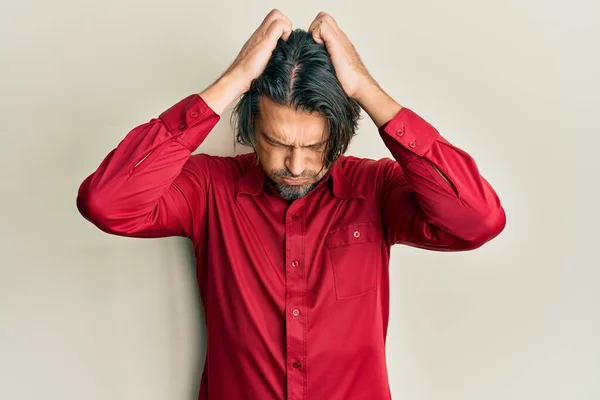 Middle Age Handsome Man Wearing Casual Clothes Suffering Headache Desperate — Stock Photo, Image