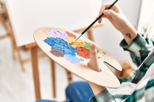 Artista Estudante Pintura Menina Estúdio Arte — Fotografia de Stock