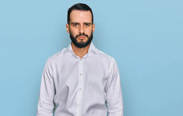 Young Man Beard Wearing Business Shirt Depressed Worry Distress Crying — Stock Fotó