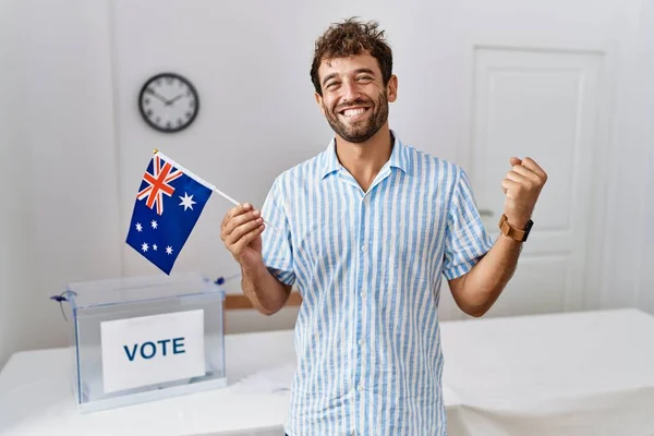 Jonge Knappe Man Bij Politieke Campagne Verkiezing Houden Van Australië — Stockfoto