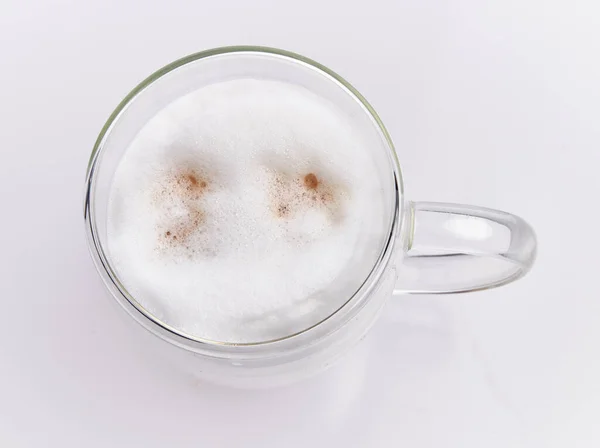 Eine Tasse Cappuccino Kaffee Auf Weißem Hintergrund — Stockfoto