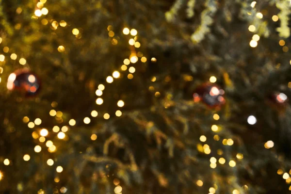 Homályos Fények Képe Karácsonyfa Utcán — Stock Fotó