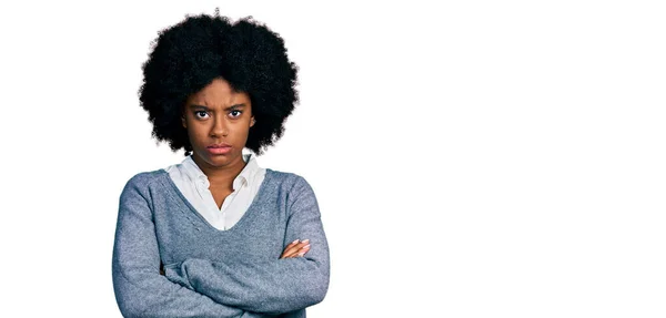 Young African American Woman Wearing Business Clothes Skeptic Nervous Disapproving — Stock Photo, Image