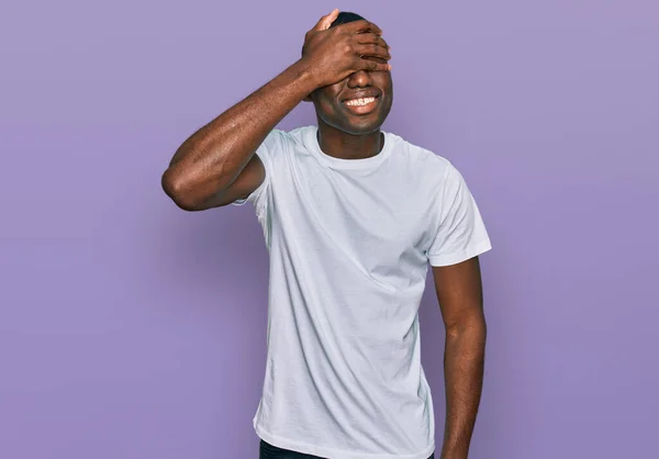 Young African American Man Wearing Casual White Shirt Smiling Laughing — Stockfoto