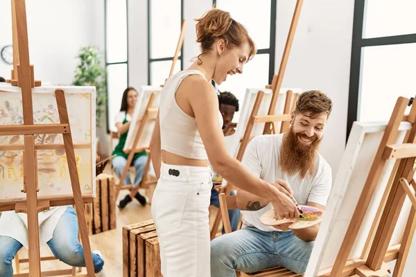 Grupo Personas Sonriendo Feliz Dibujo Estudio Arte —  Fotos de Stock